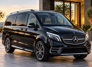 Black luxury passenger van